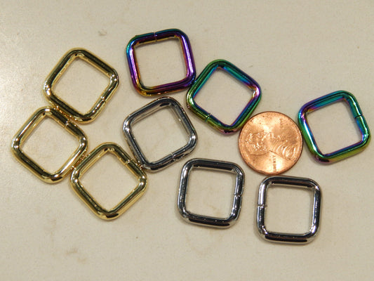 Rectangle Rings - 1/2" - Gold, Silver, & Iridescent