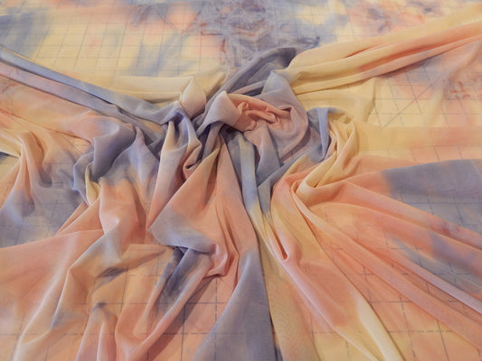 Blush N Blue Tie Dye Powermesh - REMNANT