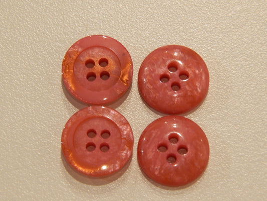 Italian Dark Coral Quartz Buttons - 5/8"