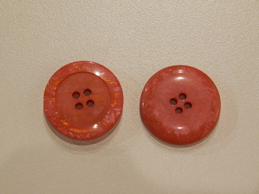 Italian Dark Coral Quartz Buttons - 1"
