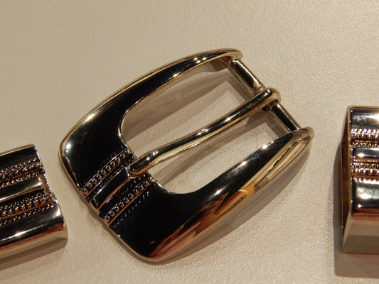 Silver 3 Piece Belt Buckle Set