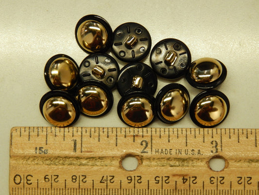 Black and Gold Bauble Buttons - 5/8"