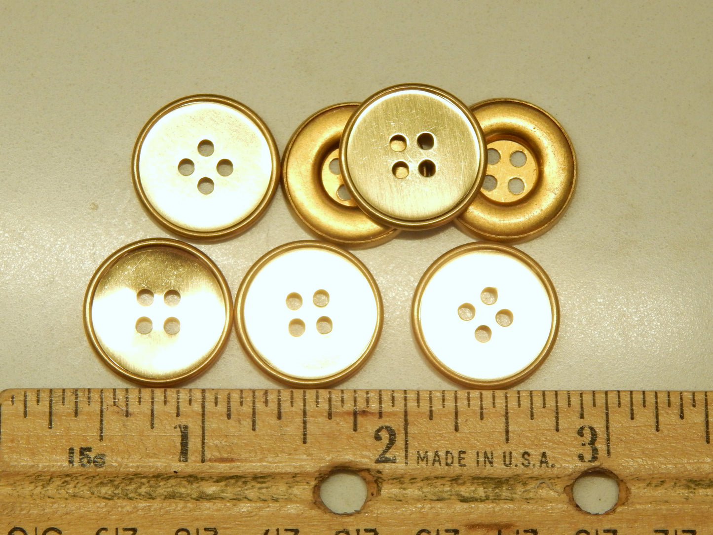 Gold Rimmed Metal Buttons - 3/4"