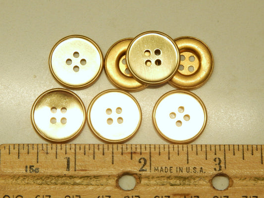 Gold Rimmed Metal Buttons - 3/4"
