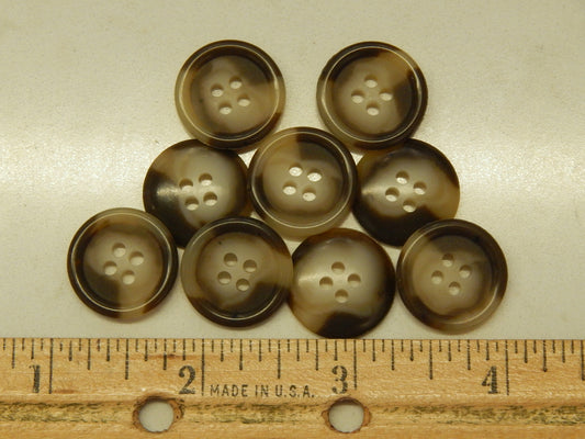 Brown and Cream Tortoiseshell Buttons - 3/4"