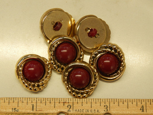 Maroon and Gold Nest Buttons - 1"