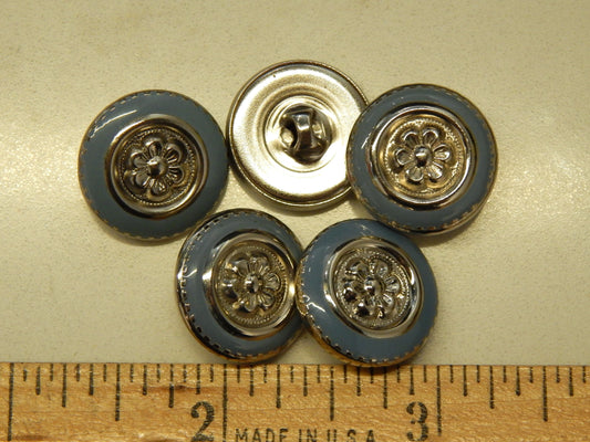 Baby Blue and Silver Flower Buttons