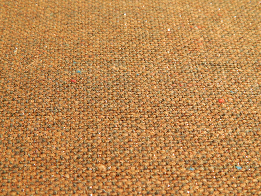 blue and red speckled brown basketweave wool fabric