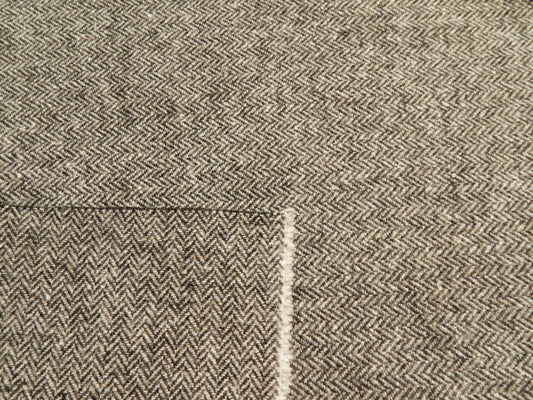 grey and white herringbone wool flannel fabric