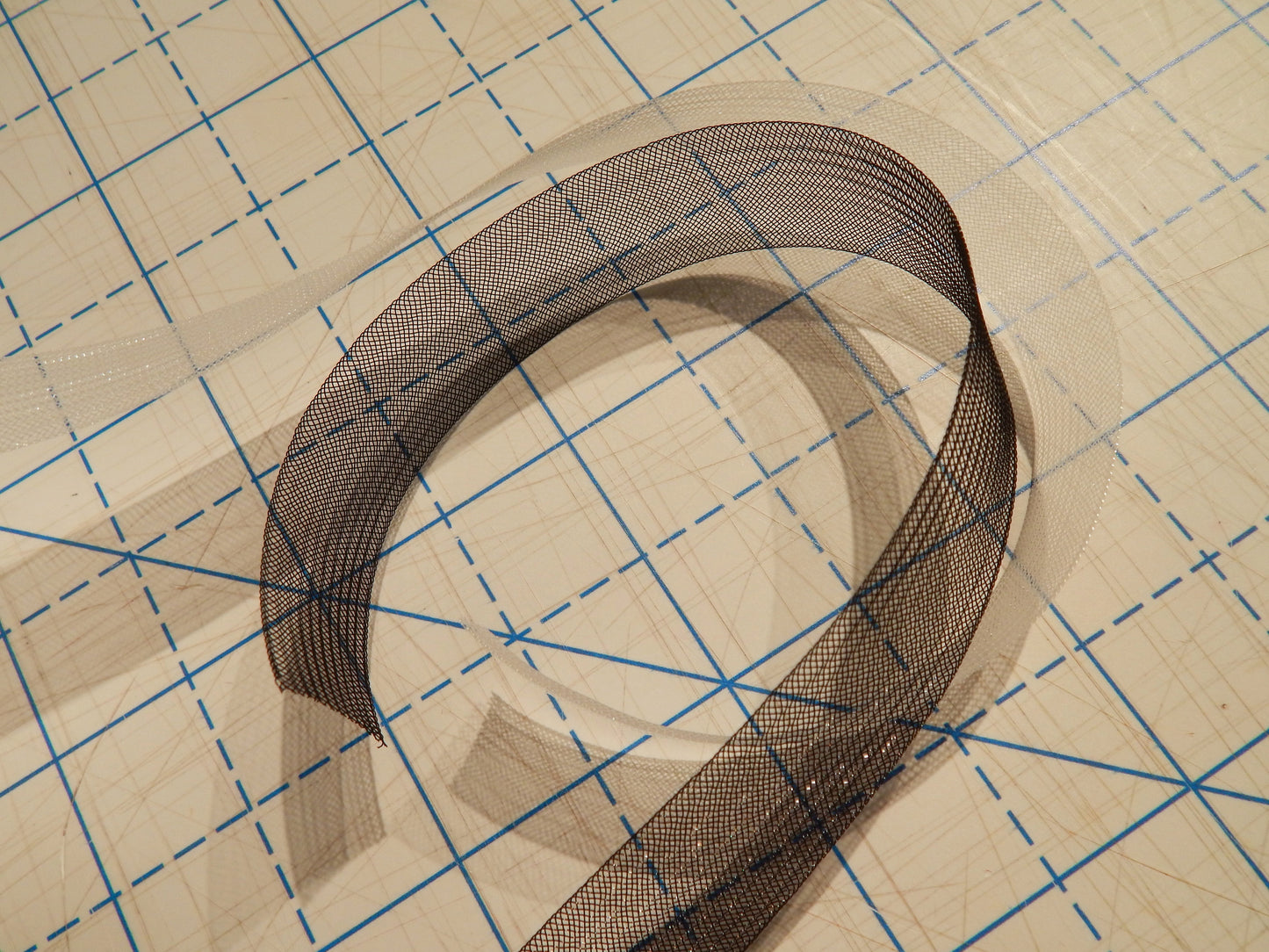 black and clear medium weight narrow horsehair braid