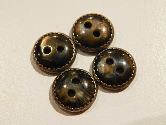 Antique Silver and Smokey Pearl Shirt Button