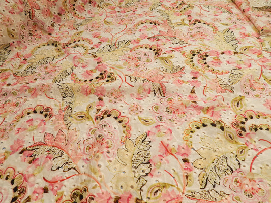 Spring Garden Pink and Green Cotton Eyelet