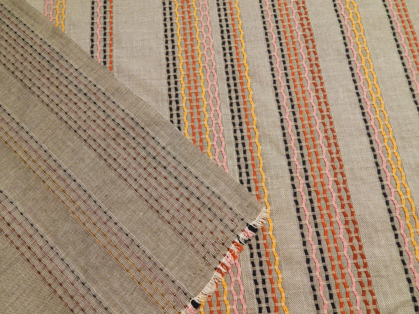 Gray Colorful Woven Stripe Twill
