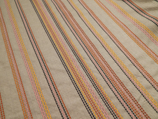 gray and colorful woven yarn stripe twill dobby linen and cotton fabric