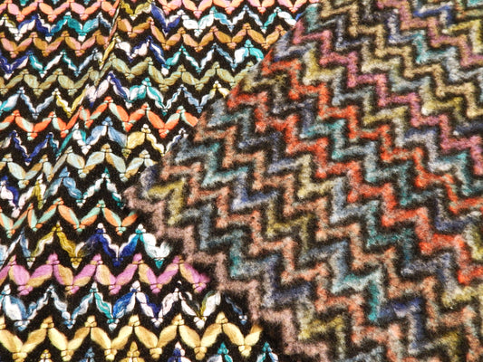 purple blue black and red chunky sweater knit fabric