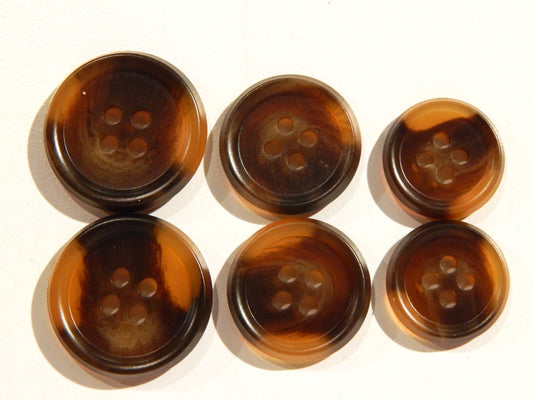 Double Sided Tortoiseshell Buttons - Multiple Sizes