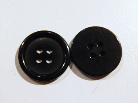Black Rimmed 4-Hole Buttons - 7/8"