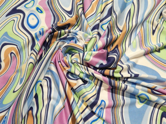 Purple Poured Paint Double Brushed Jersey Knit