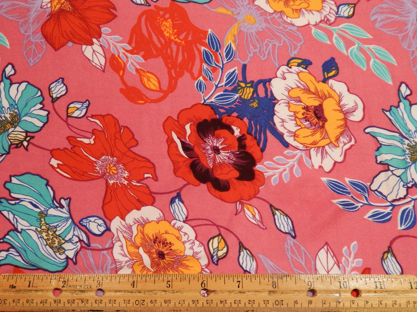 Bright Pink Pop Floral Double Brushed Jersey Knit