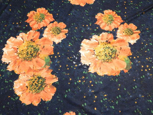 Painted Cosmos Floral Double Brushed Jersey Knit