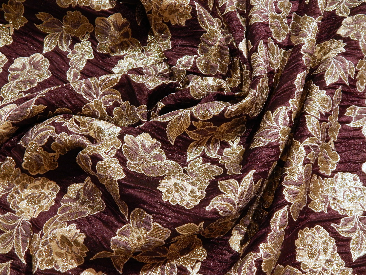 Violets and Cream Metallic Brocade