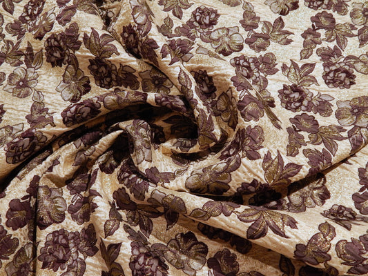 Violets and Cream Metallic Brocade