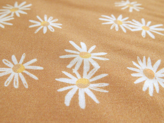 Cottage Blooms: Daisy Balance in Brown - Rayon Challis - Paintbrush Studios