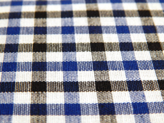 Blue and Black Yarn Dyed Plaid Shirting