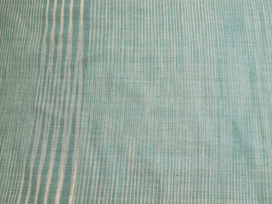 Striped Teal Slubby Cotton - Hand Dyed and Woven in India