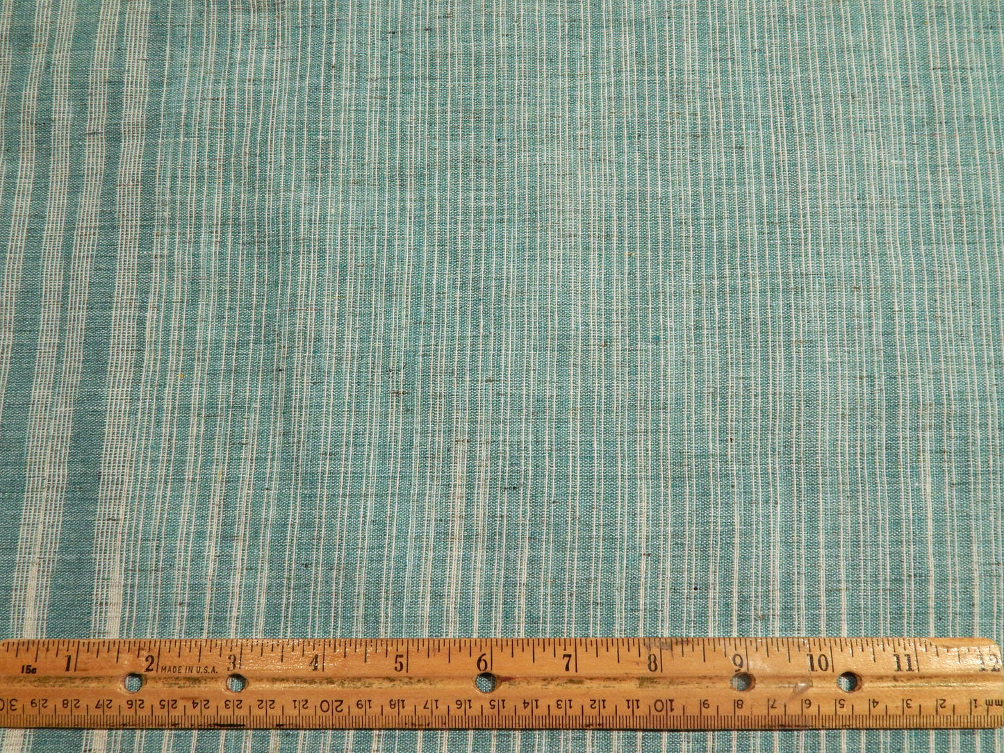 Striped Teal Slubby Cotton - Hand Dyed and Woven in India