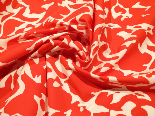 Red and White Floral Cotton Lawn