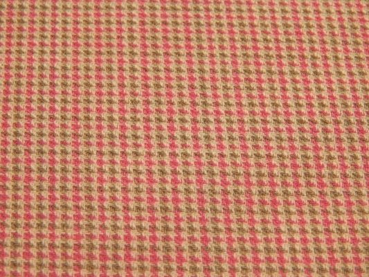 Pink, Taupe, and White Mini Houndstooth English Wool Suiting