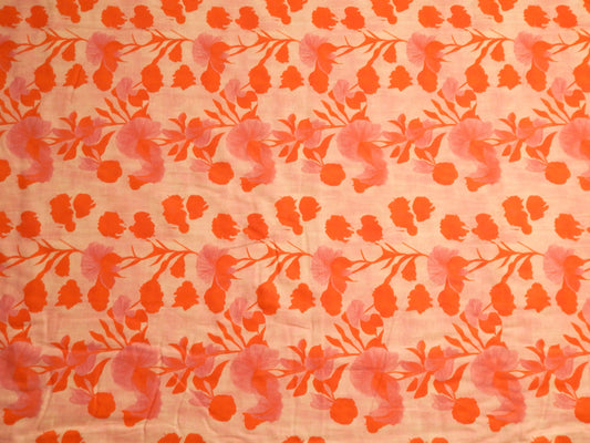 Garden Stems: Orange/Cream - Organic Cotton Double Gauze - Paintbrush Studios
