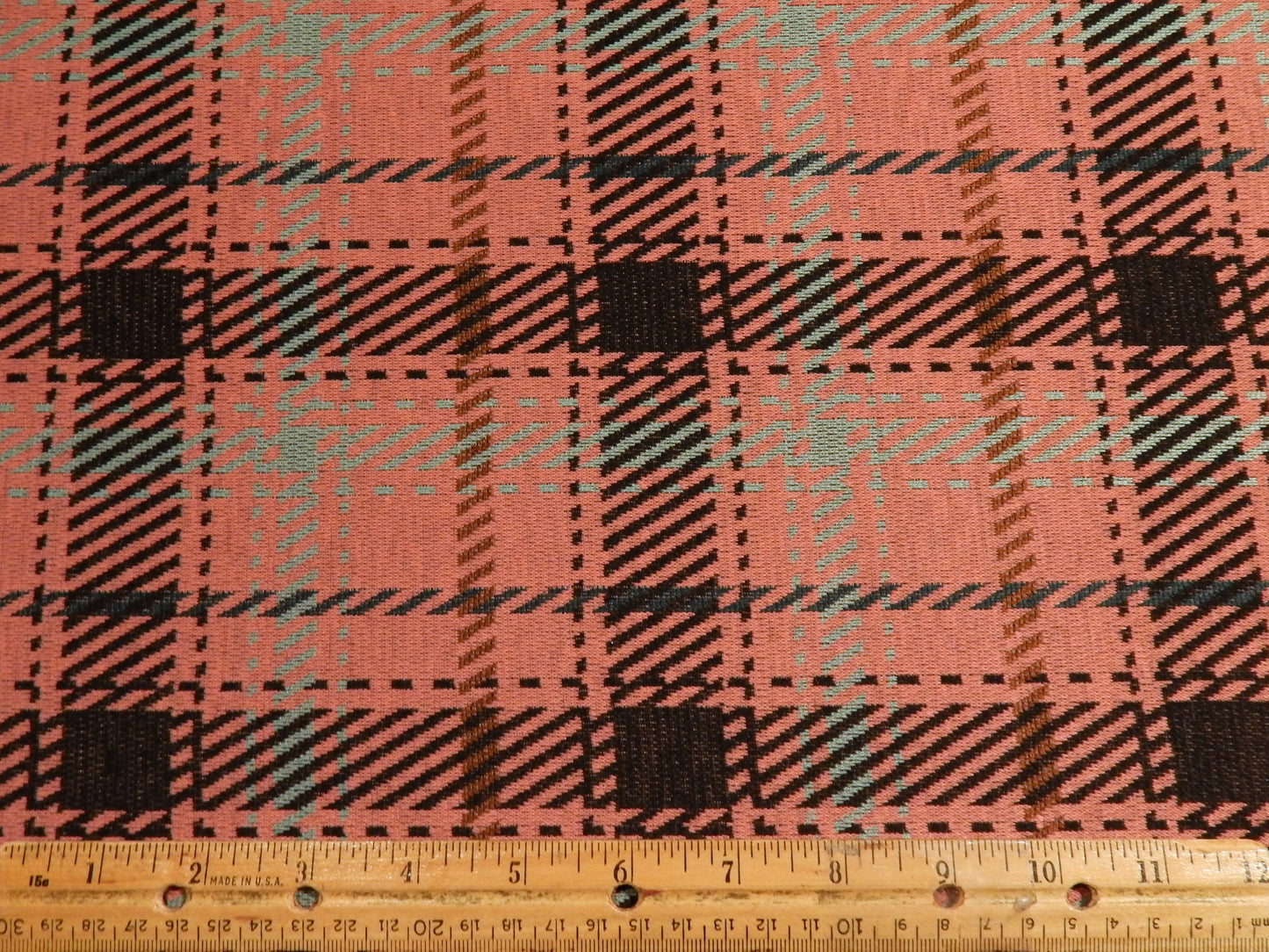 Mauve, Black, & Teal Plaid Double Knit