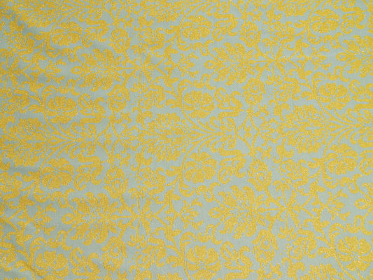 Aqua and Chartreuse Floral Metallic Double Knit