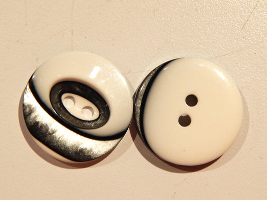 Black and White Asymmetrically Ringed Buttons - Multiple Sizes
