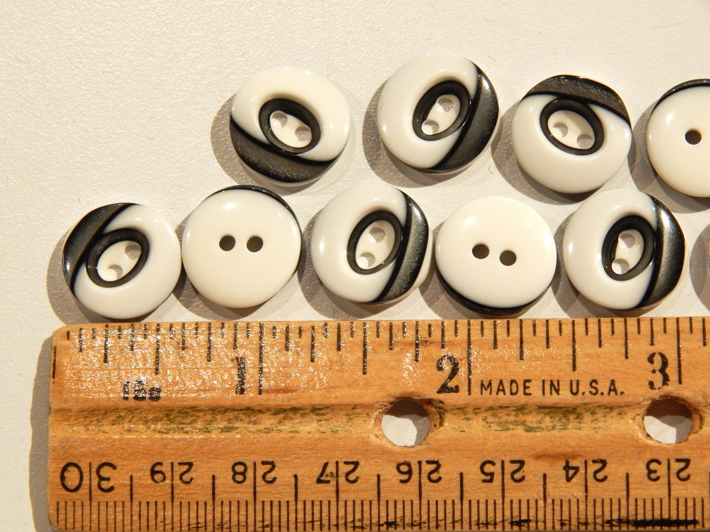 Black and White Asymmetrically Ringed Buttons - Multiple Sizes