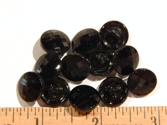 Black Glass Gem Cut Buttons - Multiple Sizes