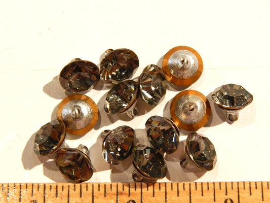 Dusty Black Czech Rhinestone Buttons