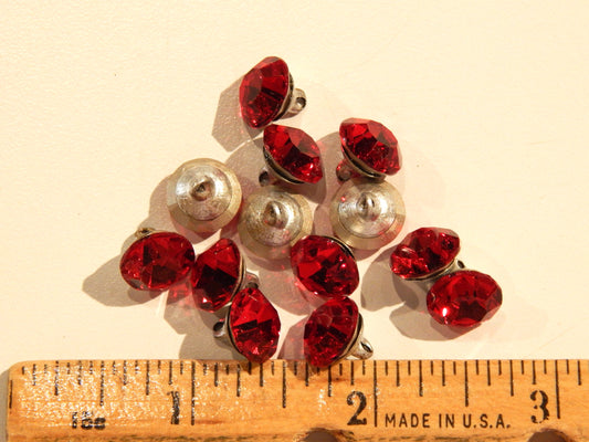 Blood Red Czech Rhinestone Buttons