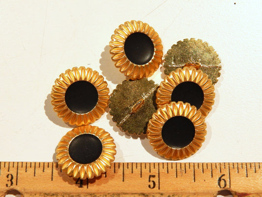 Black and Gold Sunflower Button