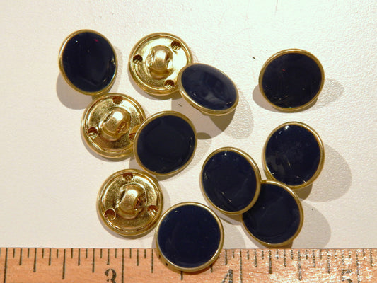 Glossy Navy Gold Rimmed Button
