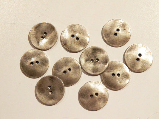 Burnished Silver Two Hole Buttons - Multiple Sizes