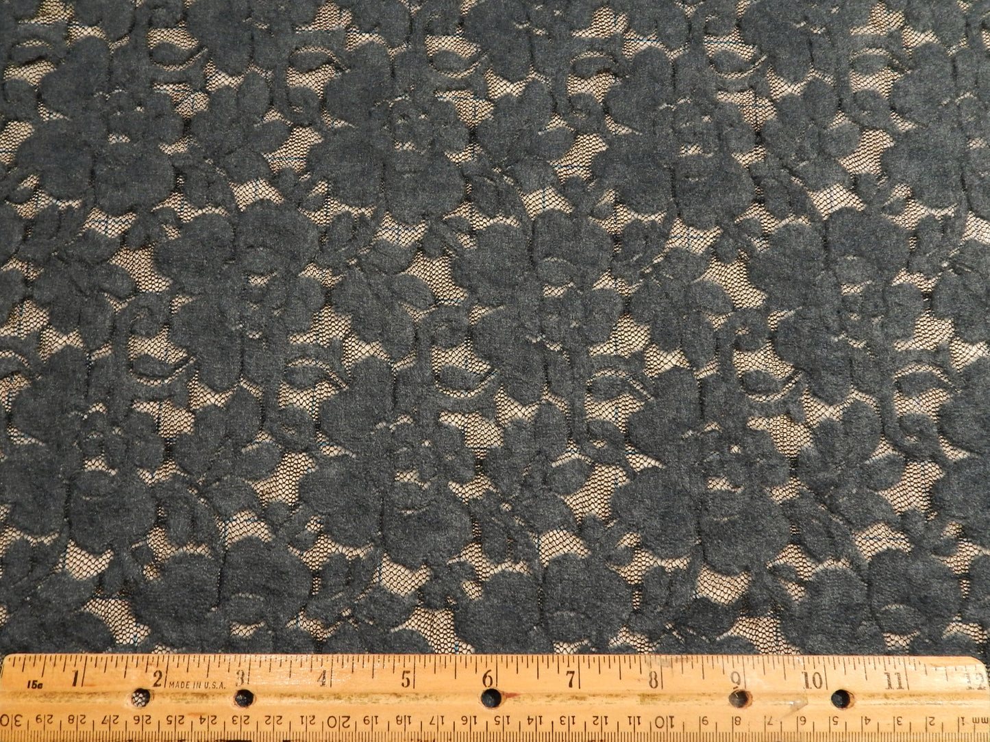 Denim Blue Rose Mesh Sweater Knit - Remnant Sale