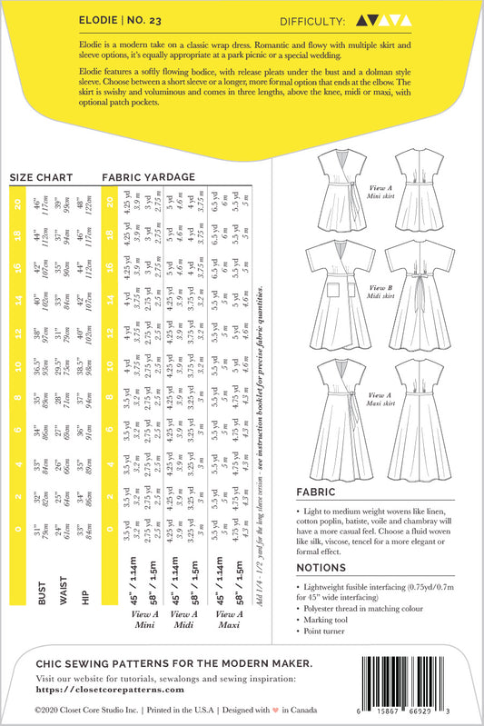 Elodie Wrap Dress Sizes 0-20 - Closet Core Patterns