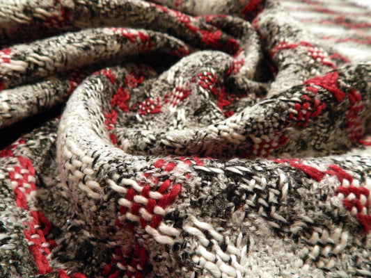 Charcoal and Cherry Rustic Plaid Tweed