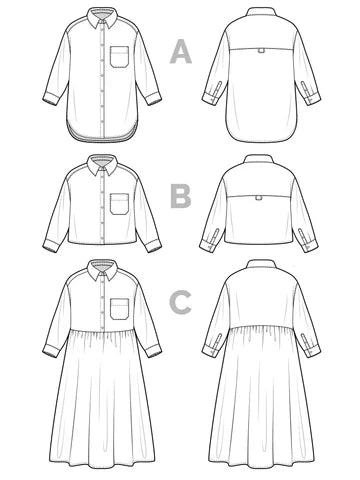 Jenna Shirt + Shirtdress Sizes 0-20 - Closet Core Patterns