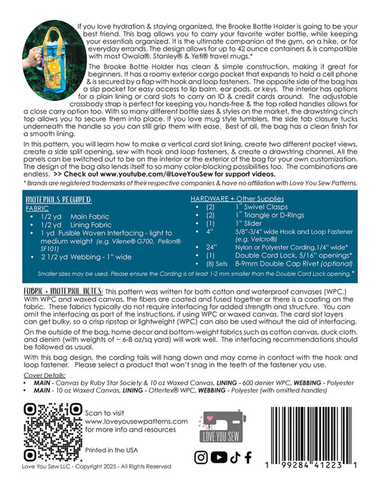 Brooke Bottle Holder Sewing Pattern