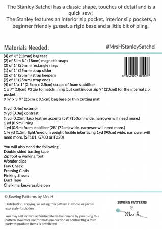 The Stanley Satchel - Bag Sewing Pattern