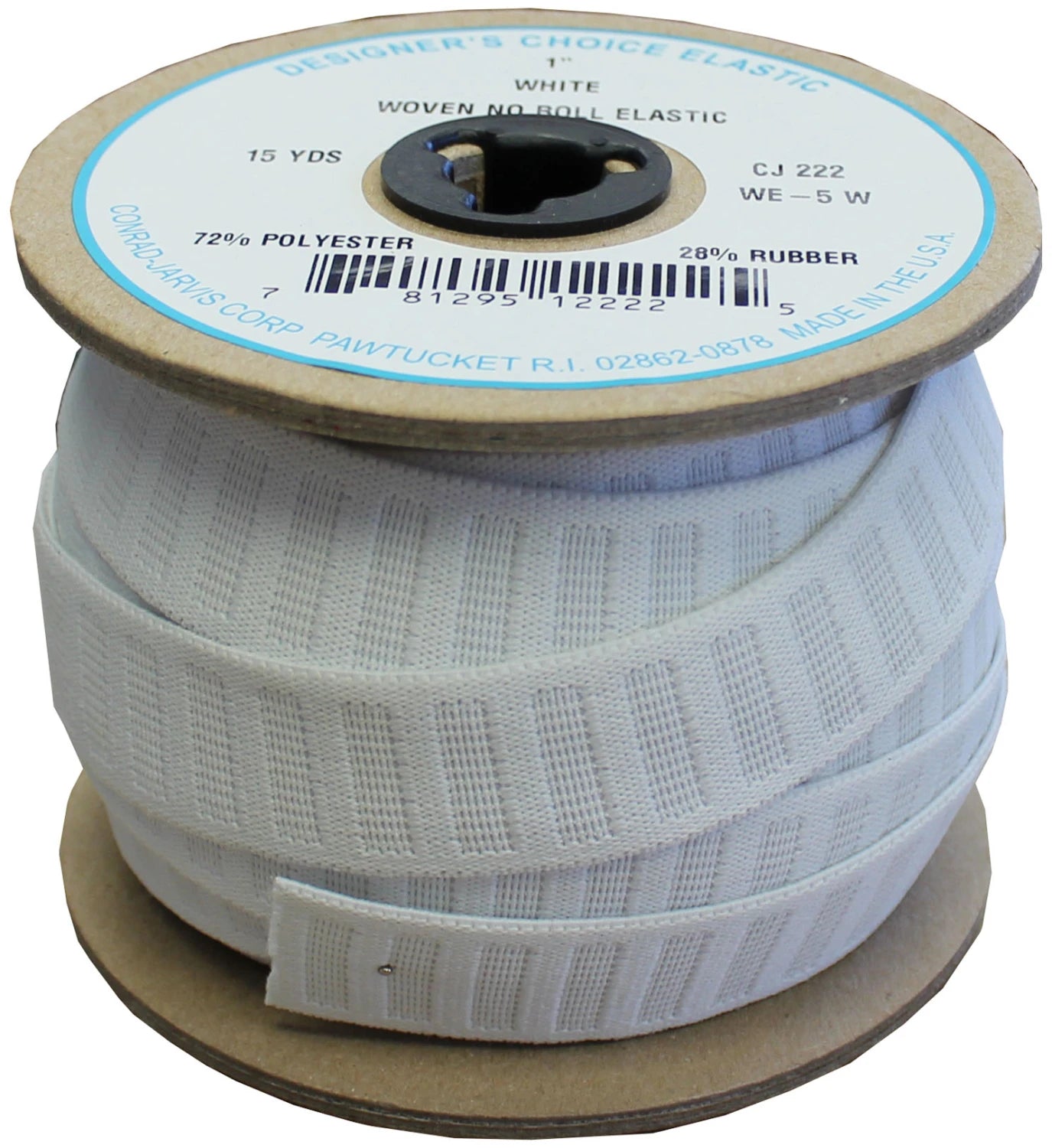 Woven Non-Roll Elastic 1" - White and Black - By the Yard